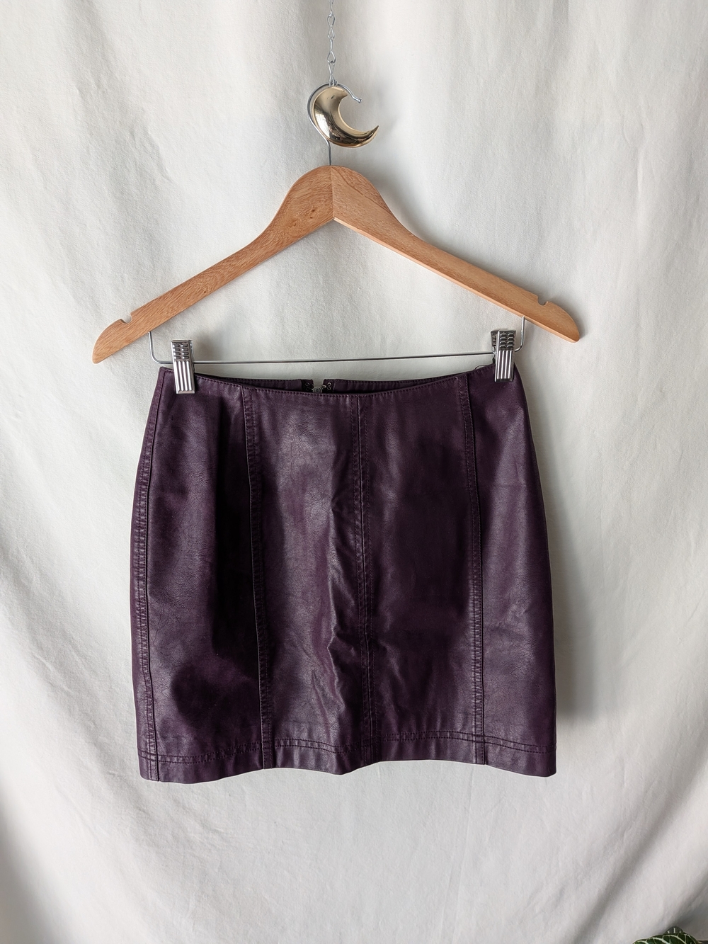 Free People Faux Leather Mini Skirt in Plum